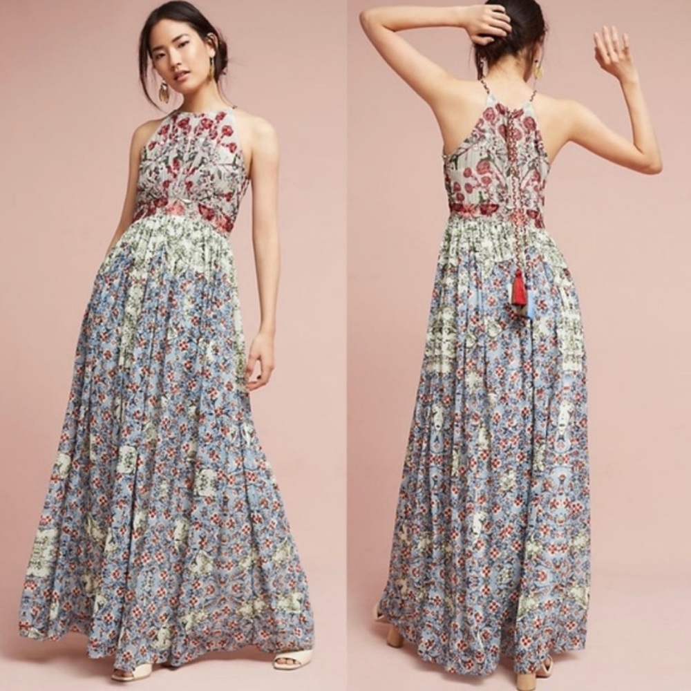 Anthropologie Bhanuni by Jyoti Adeline Beaded Halter Dress NWT Size 4